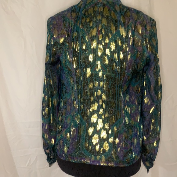 Vintage CARLISLE silk metallic blouse jacket - Picture 5 of 10
